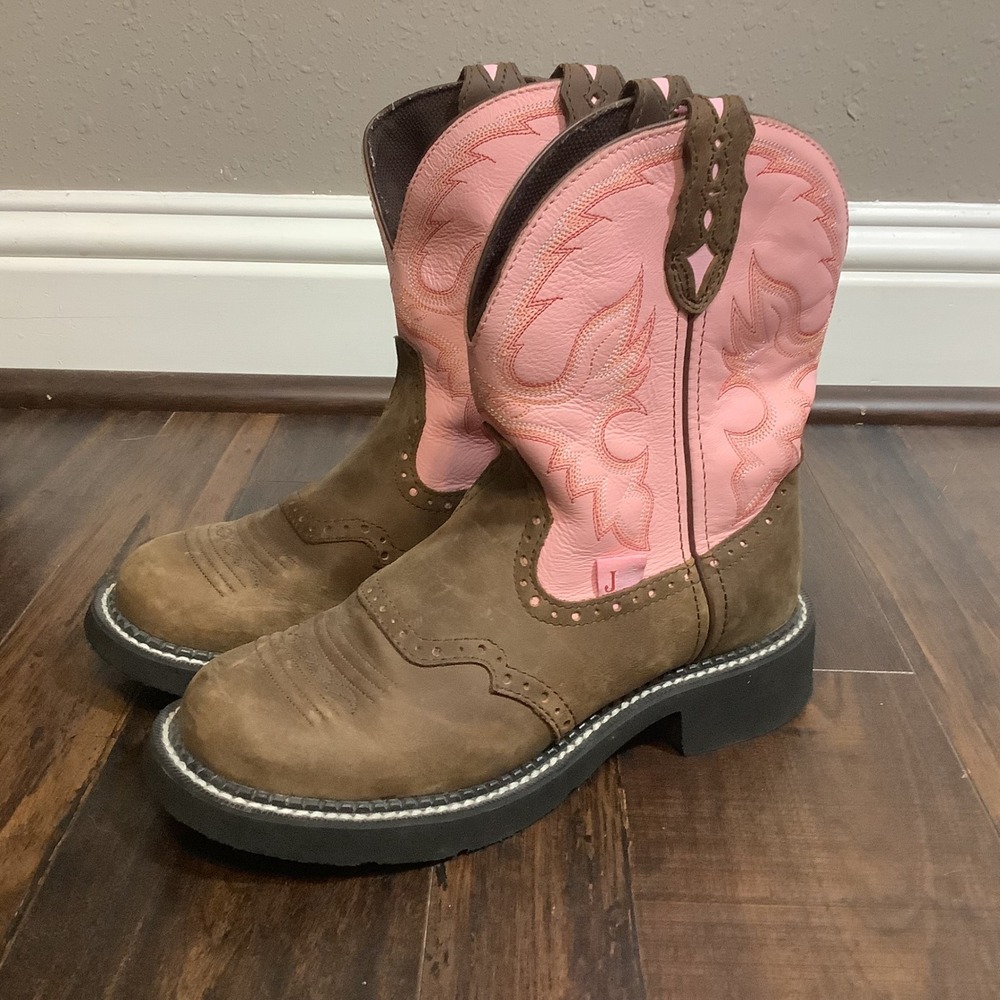 Justin Gypsy Womens Brown Pink Leather Western Cowgirl Boots Size 7B